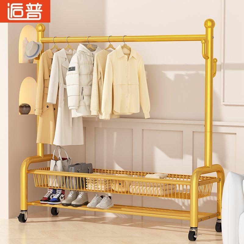 新款特厚32管落地立式衣架家用卧室可移动室内多功能收纳衣帽架子