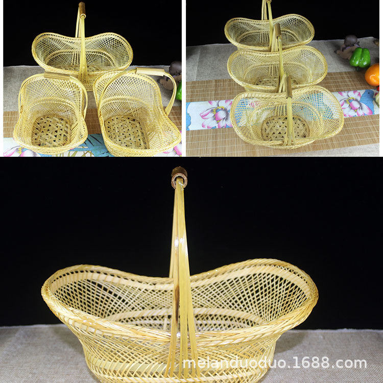 水果篮菜篮竹篮子手提竹篮工艺品家用篮子果蔬收纳筐竹筐手工编织