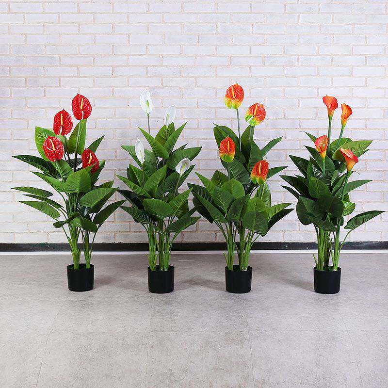 优质仿真红掌马蹄莲绿植盆栽室内客厅落地装饰仿真花卉假花树盆景
