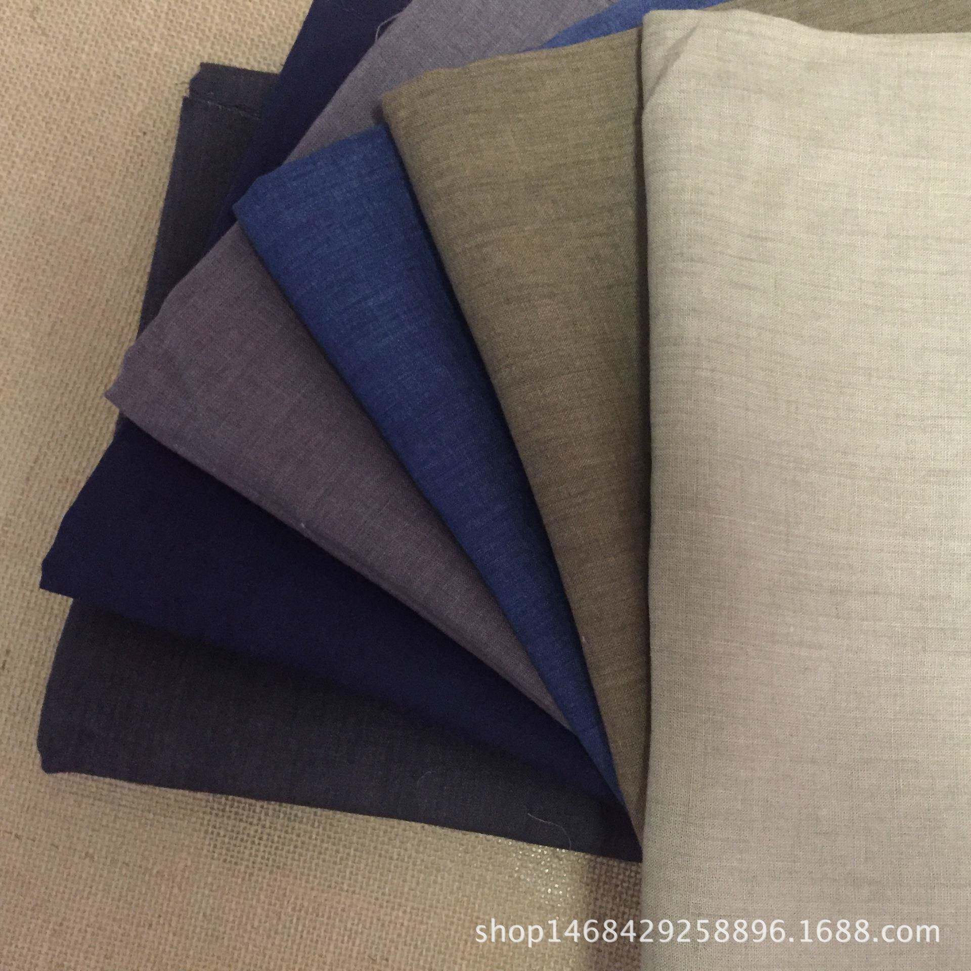 新款麻布仿牛仔纯亚麻面料色织平纹优质服装面料厂家直销