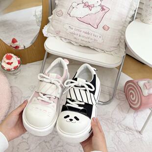 可爱日系软妹Lolita鞋 宅系帆布鞋 圆滚滚lo鞋 动物派对 现货