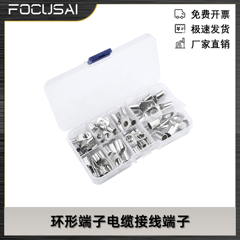 SC窥口铜端子6-35平方铜接线端子60pcs紫铜环形端子电缆接线端子