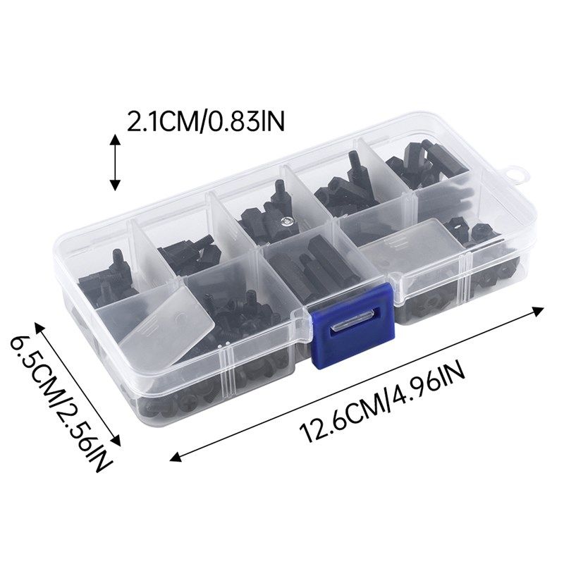 180pcs M3尼龙垫片螺钉套件六角柱单通内六角塑料支柱隔离柱螺栓