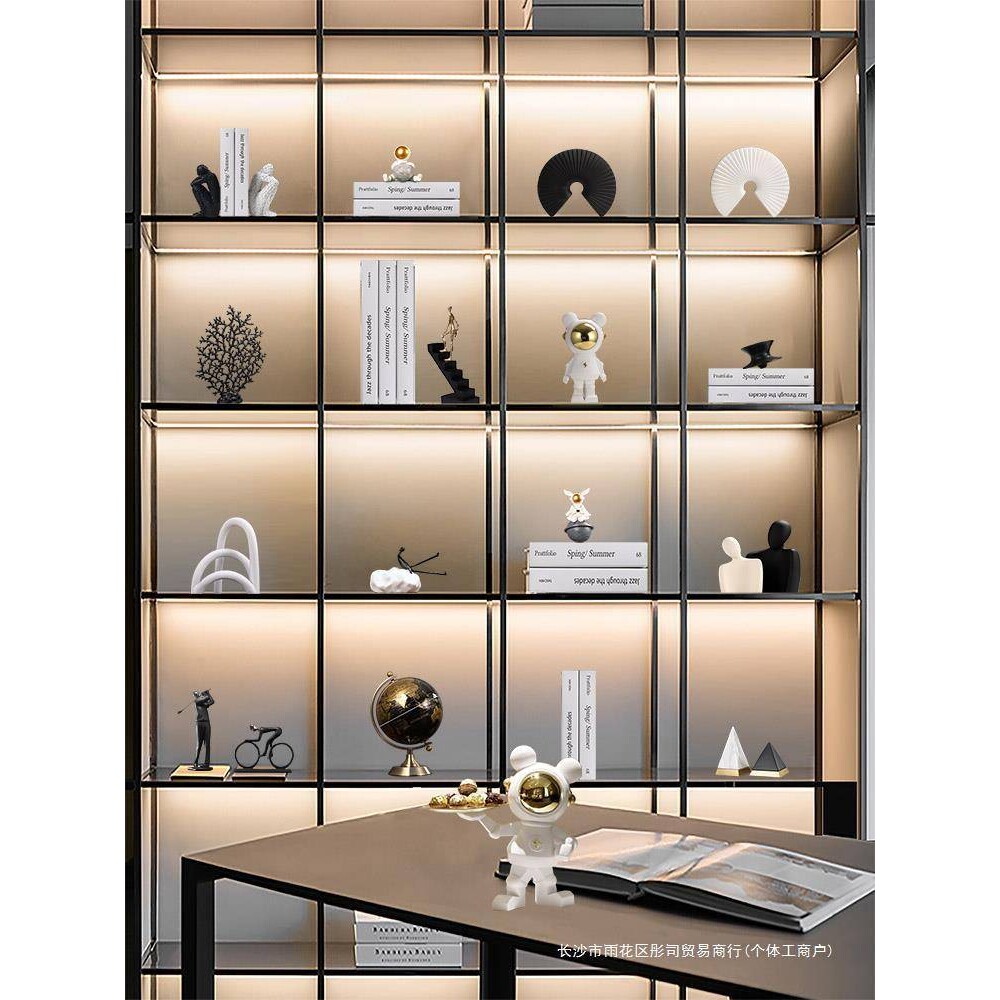 新中式轻奢高档家居装饰品摆件书柜客厅办公室展示柜软装工艺品