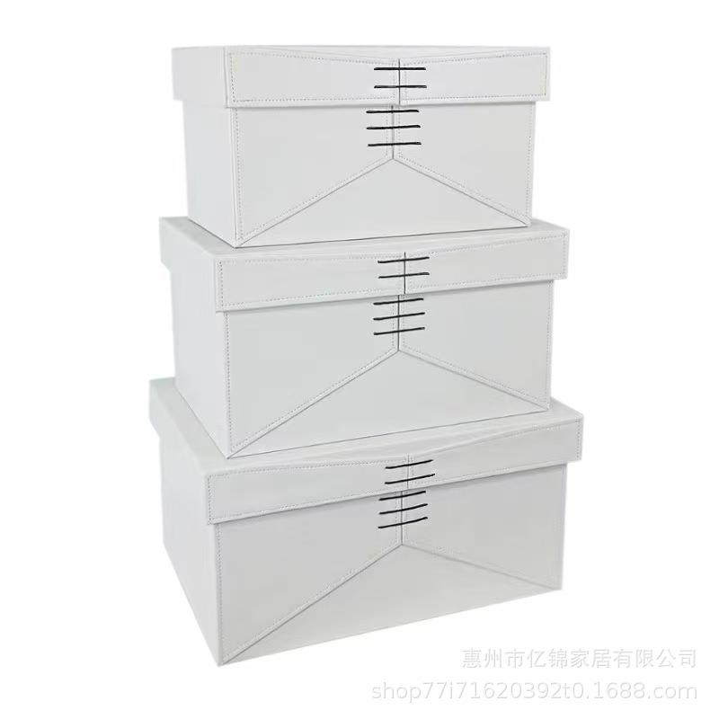 新物中式木质p板u革绑绳收YJ061纳储物皮箱样间衣帽间柜顶角落储