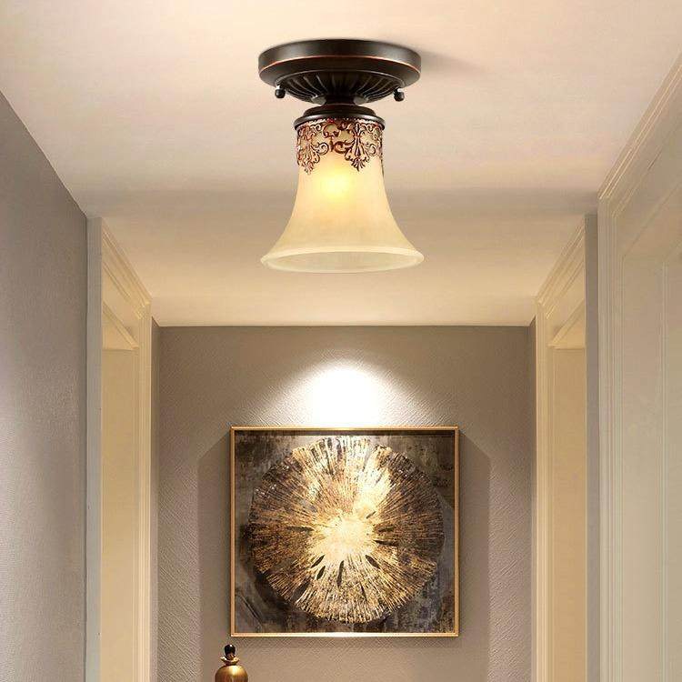 美式玄关灯单头走廊过道复古阳台入户门厅家装门口阳光房小吸顶灯