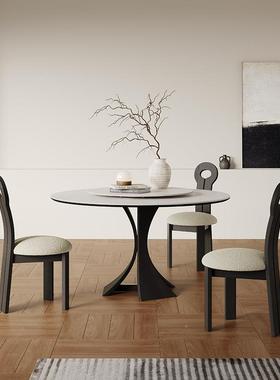 纯米白德丰奢岩板餐桌法式复古轻现代1CZ-1030.5圆桌意利式圆形实