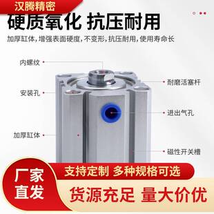 亚德客型薄型气缸ACQJ/ACQ40X10/15/20/25/30/40/50/60/75/100-S/