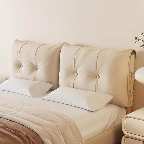 云朵奶油风皮床头软包靠垫绑带床头板靠背套罩榻榻米靠枕轻奢