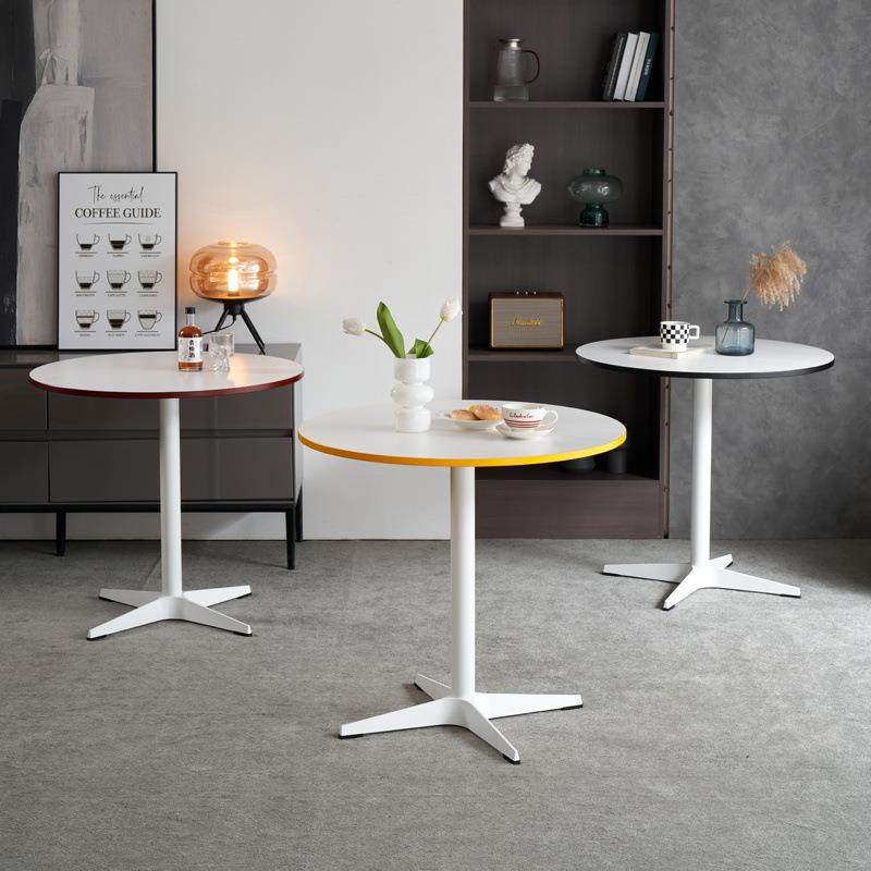 伊姆斯简约会客小圆桌小户型家用不锈钢餐桌休闲办公洽谈桌阳台桌