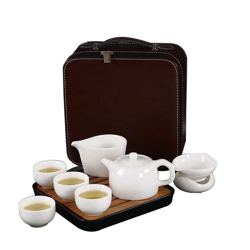 白瓷旅行小茶具套装 便携迷你茶具 简约户外旅游简易办公茶具家用