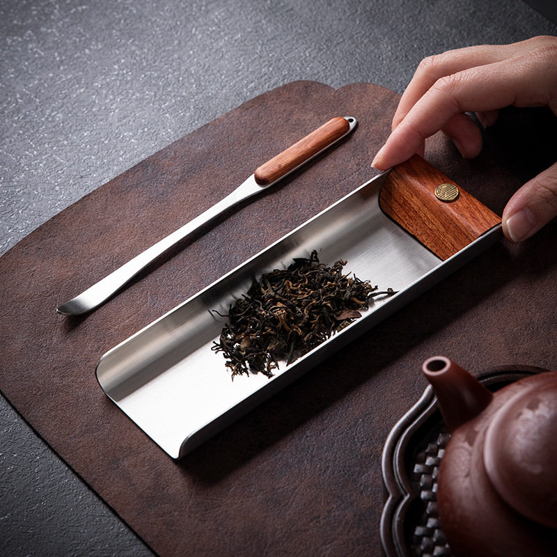 花梨木铜制茶则家用高端茶勺茶艺赏茶荷茶铲茶具配件茶拔醒茶器