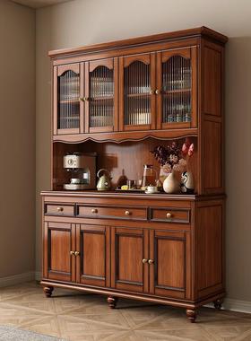美式全实木餐640521酒边柜物靠体墙一现代简储柜原木酒柜厨房碗柜