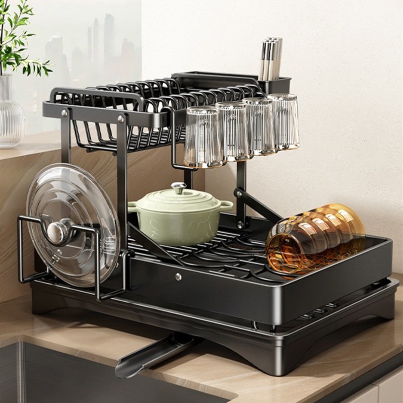 碗碟收纳架沥f水篮碗架双层厨房置物架台面沥水碗盘架碗筷子收纳