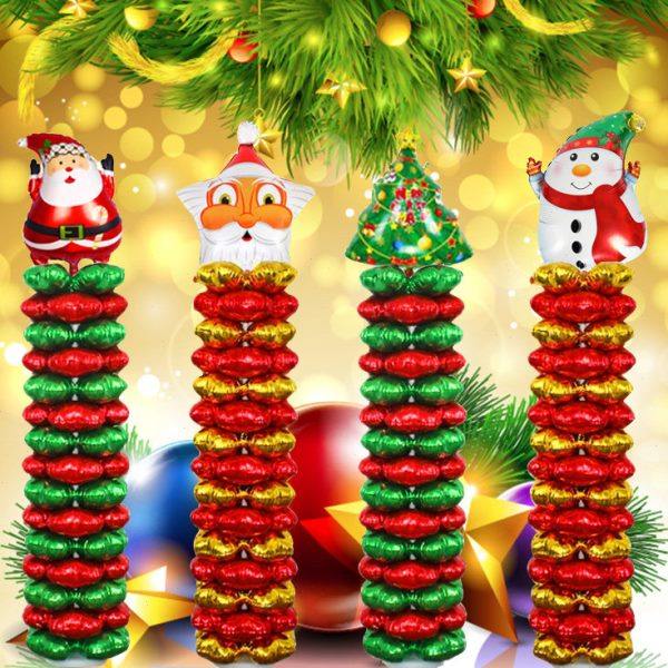 包邮圣诞气球装饰 圣诞节酒吧商场店铺派对气球立柱布置老人路引