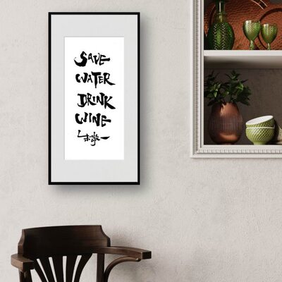 朱敬一英文书法装饰画简约现代客厅挂画餐厅墙面挂画1570save