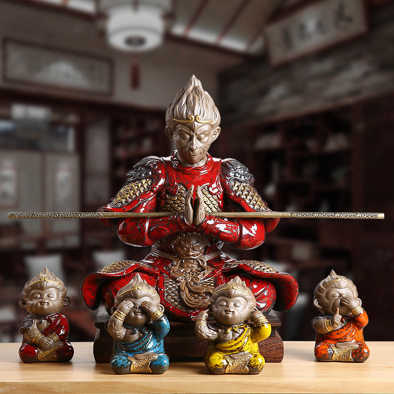 墨染留香斗战圣佛齐天大圣归来孙悟空陶瓷创意摆件家居装饰工艺品