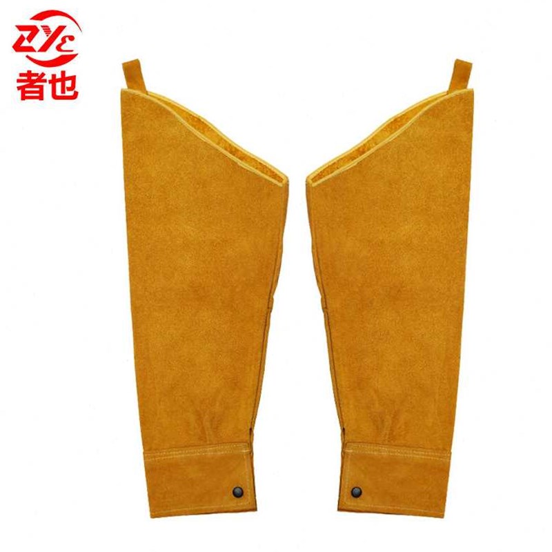 者也优质牛皮电焊防护袖套打磨切割阻燃隔热防火花飞溅护袖系绳款