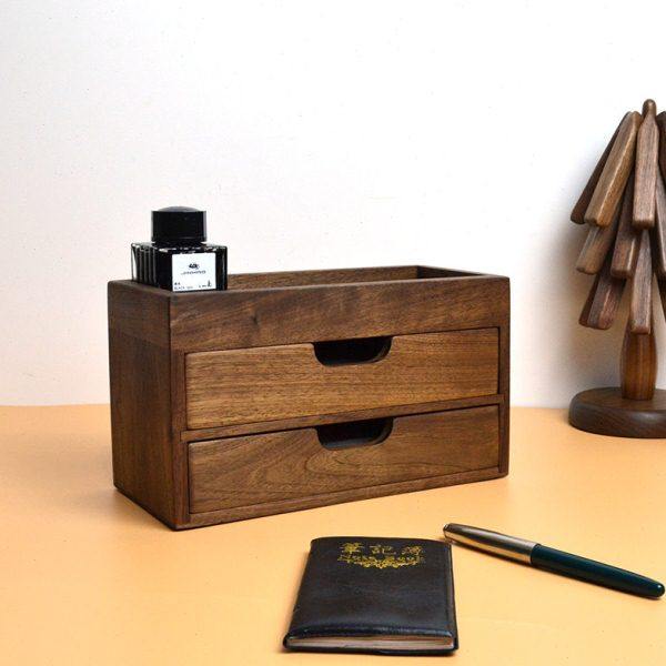 北美黑胡桃木钢笔收纳盒桌面高档实木文具盒日式抽屉式木质笔盒,收纳整理,文具收纳盒,淘宝优惠券,粉丝福利购,淘宝优惠卷