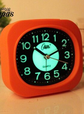 康巴丝夜光静音闹钟表简约卧室床头卡通儿童电子多功能小闹钟夜灯