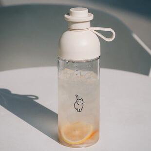 WOOKOO猫咪杯夏日啵啵杯双饮口运动大容量水杯塑料随手杯600ml