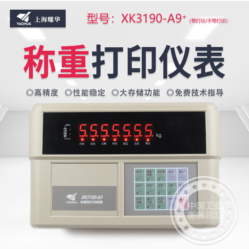 上海耀华XK3190-A9+A9P称重仪表大地磅显示器汽车衡表头打印仪表