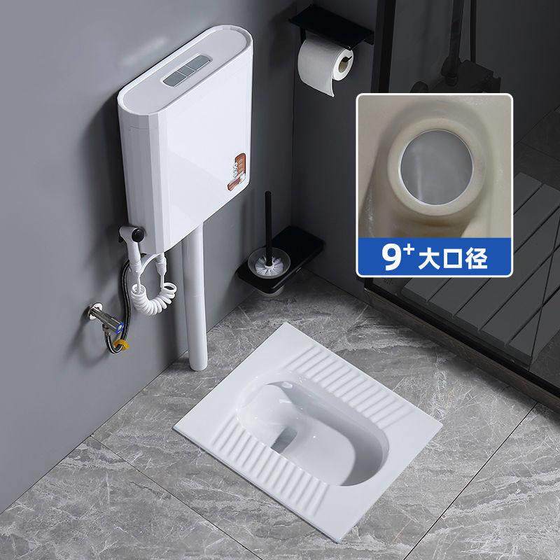 大口径蹲便器防堵防臭蹲坑水箱整套装卫生间便池厕所陶瓷便盆家用