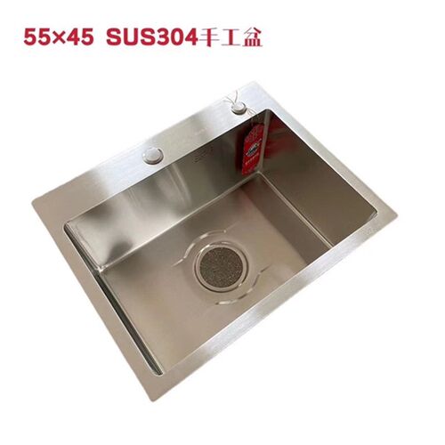 厨房水槽大单槽洗菜盆304不锈钢手工55x45家用平面洗碗槽水盆