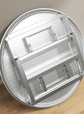 不锈钢加OAL厚圆桌盘折叠转桌子圆形夜宵排档大桌食堂餐圆桌叠折