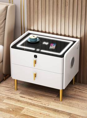轻床头柜简奢约档现代卧室全实木岩板皮质高边超窄YJL-5#迷你床储