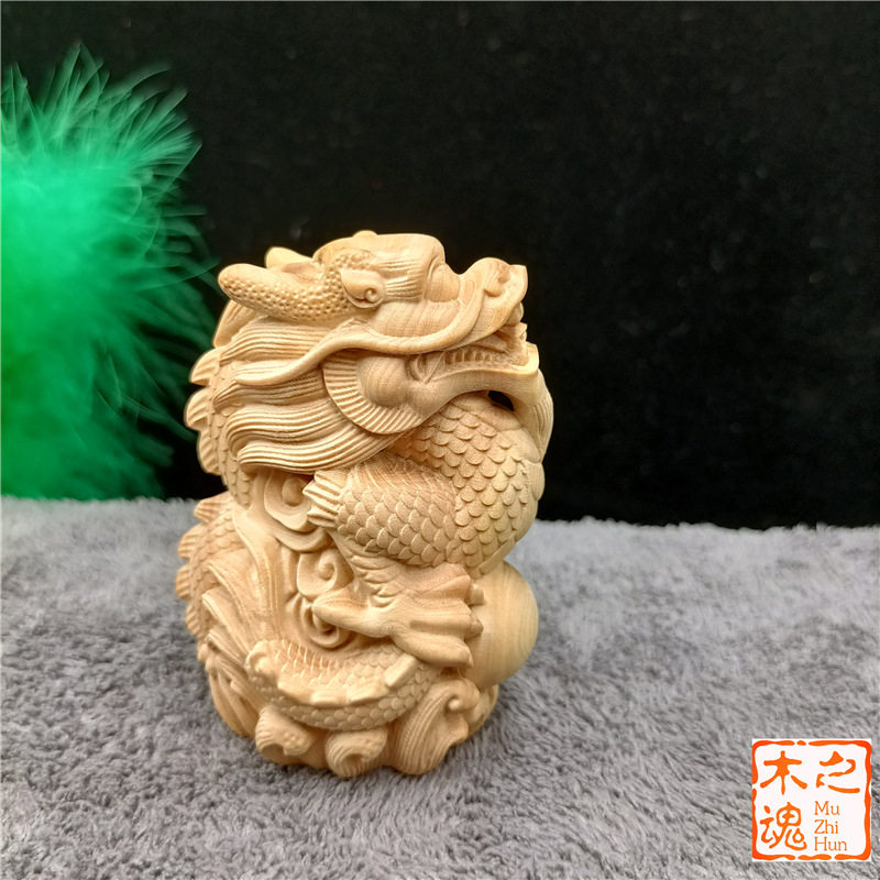 小叶黄杨木雕刻随身手把玩手把件文玩茶宠车摆件家居装饰品生肖龙