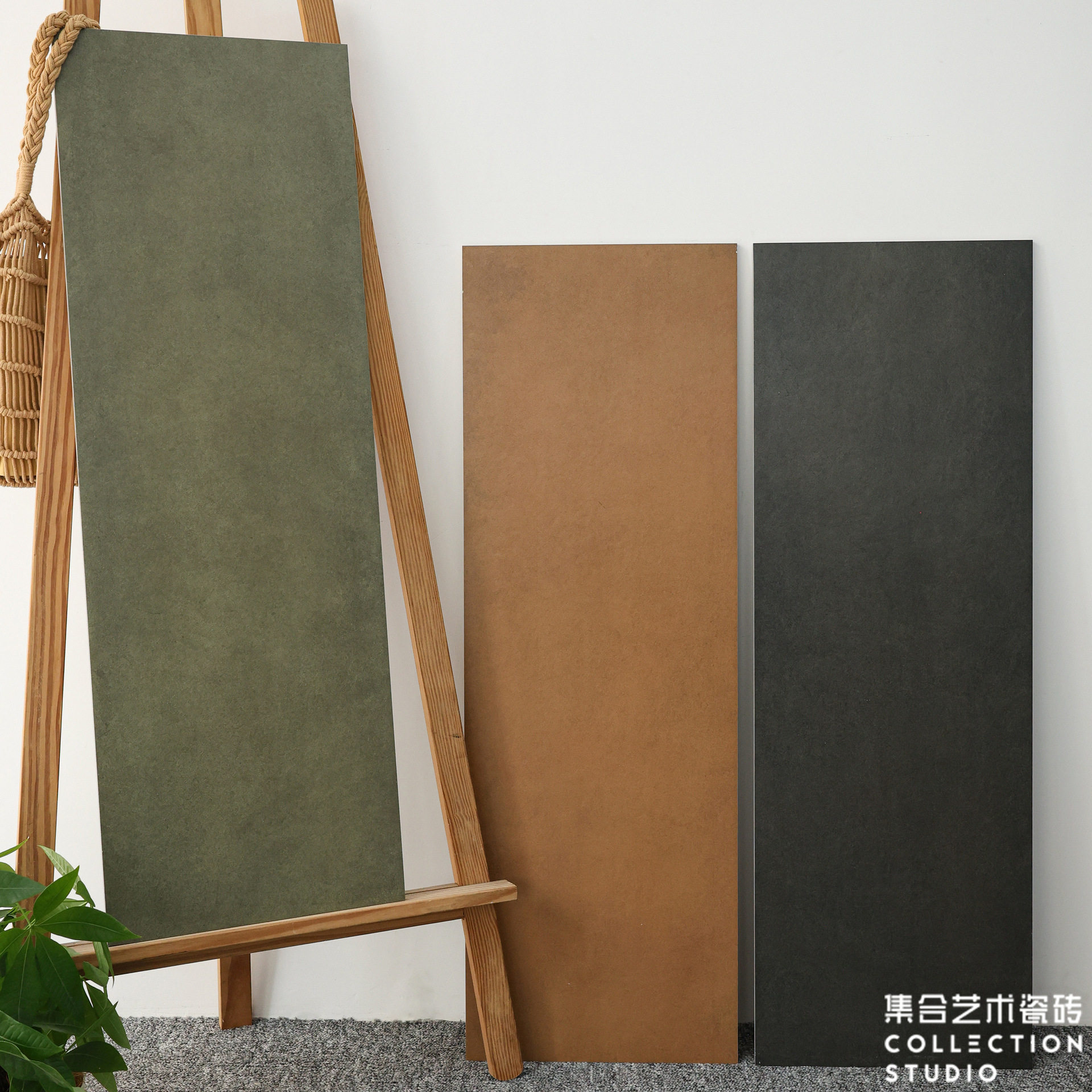 法式墨绿色长条砖拼接300*900面包店卫生间厨房餐厅墙砖