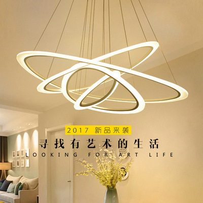 现代吊灯圆环形餐厅灯简约客厅创意个性led办公室吊灯灯饰