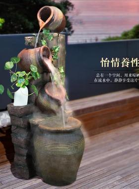 欧式创意流水喷泉招财落地送树脂摆件客庭WSQ厅院家居饰品业礼景