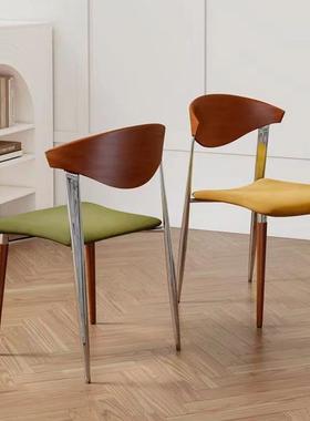 中古餐椅餐厅网设师款现VEH代简约椅子计风家用客厅红休闲靠背椅