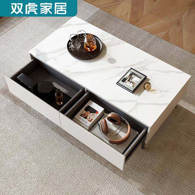 双虎悬空23102岩板电视柜代简约轻现奢奶油茶几客厅家风用小型2户