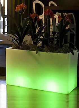 方形外花庭店院灯户酒婚庆活盆动花园景观七彩发光led花HJ3037A盆