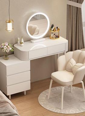 纳奶油风轻奢SBU书梳妆现代简约收柜床台头柜化妆台一体桌伸缩化