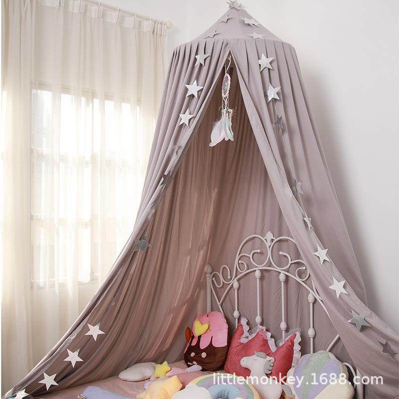 圆顶床幔儿童室内床帘法式风婴床儿头公HGG-r01遮光蚊帐免安装主