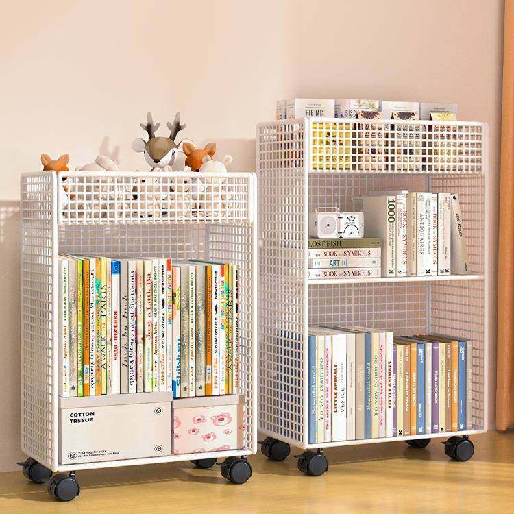 桌置物架书桌下旁小书架可移动纳CCG带落地办公桌边推车轮书本收