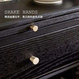 各各沃法式 复实柜ZVA小木床头柜古小户型卧室储物客厅边几哑光黑