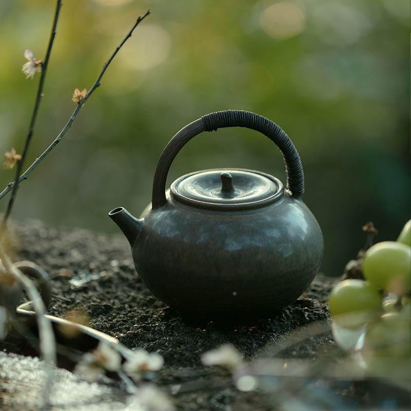 全手工壶提手工藤编梁陶电陶炉水壶煮茶壶KJIO烧家用茶道配件