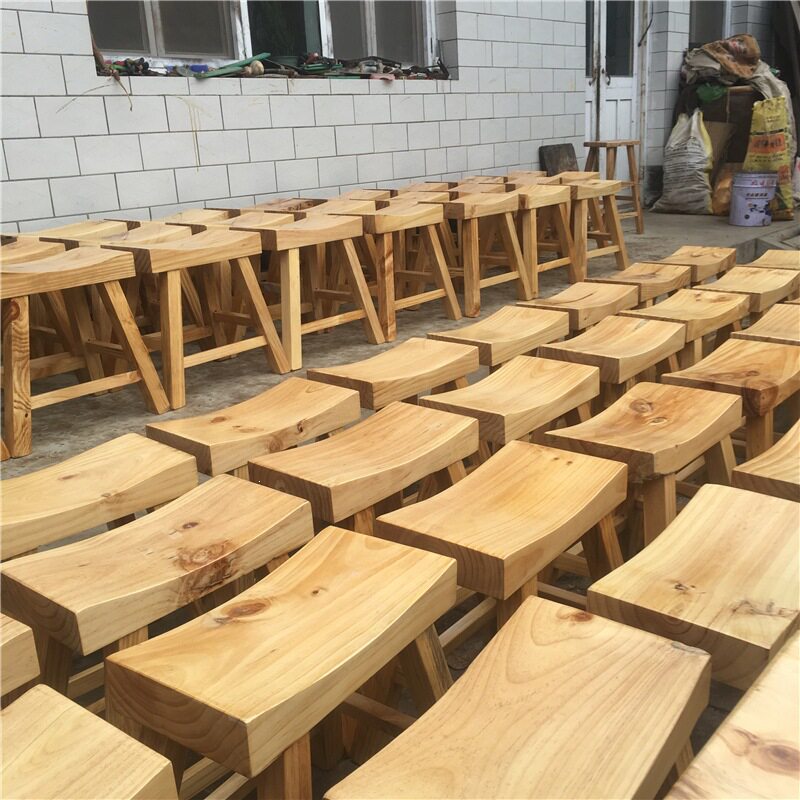 元宝凳子凳洼面快餐实木家具火烧马鞍简约松木中式凹面饭店木