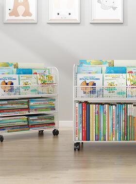 儿童书落轮地置物架宝宝架绘书本架可移动带书桌旁NOX桌下本收纳