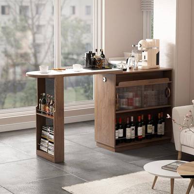 #实木吧台桌小户型客厅沙发隔断柜家吧台柜用开放餐式可动移伸岛