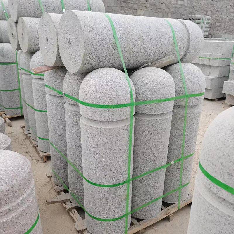 路障石柱花岗岩道路挡路车柱芝麻584灰车止石五莲红拦障石碍墩子