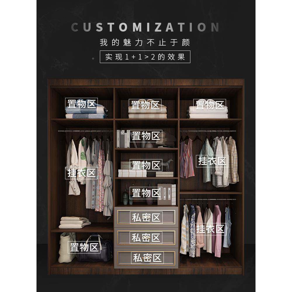 衣≈轻奢YG202209新中式体大卧柜组合家用室开门实木衣橱衣帽间整
