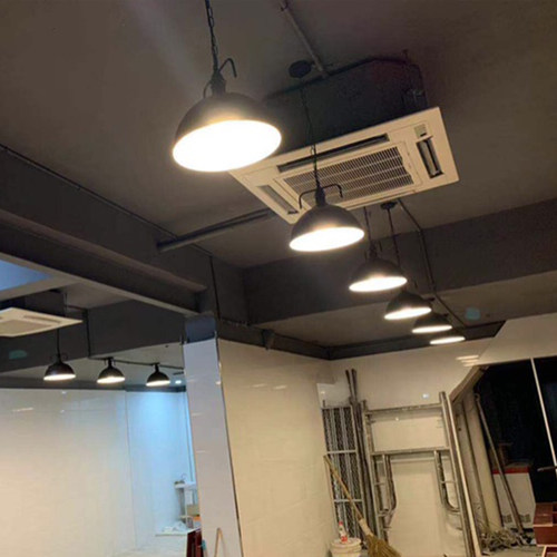 美式复古工业风吊灯创意个性餐厅吧台单个锅盖铁艺V奶茶店装饰灯