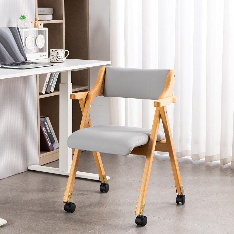 实木榉木折叠椅办公休闲v娱乐聚会餐厅加滑轮现代简约北欧