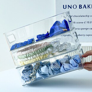 发箍发饰收纳盒发夹头饰头绳发卡子透明收纳筐橡皮筋桌面收纳神器